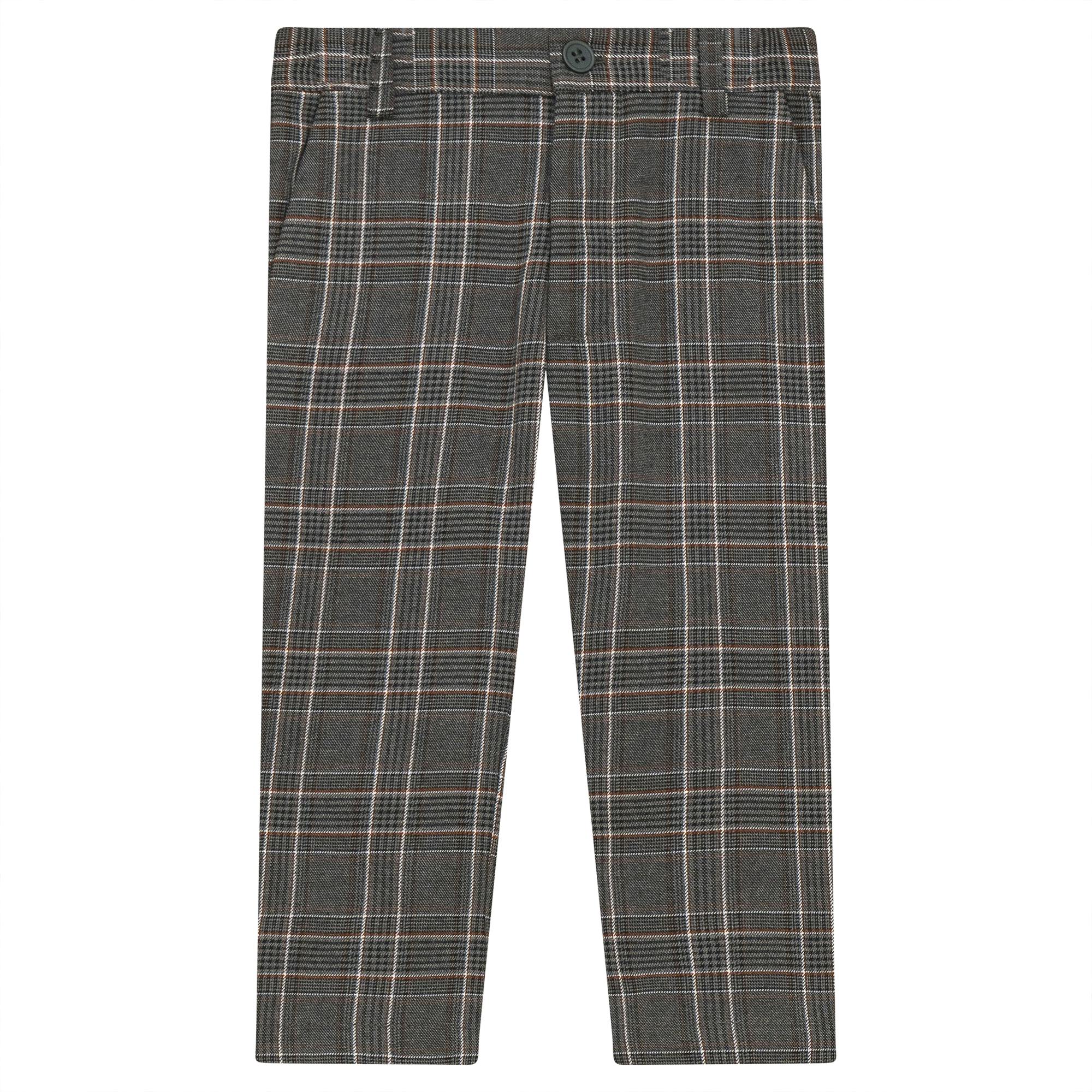 Woven Plaid Long Pants Beige