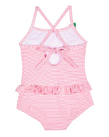 Stripe Seersucker Swimsuit with Flower