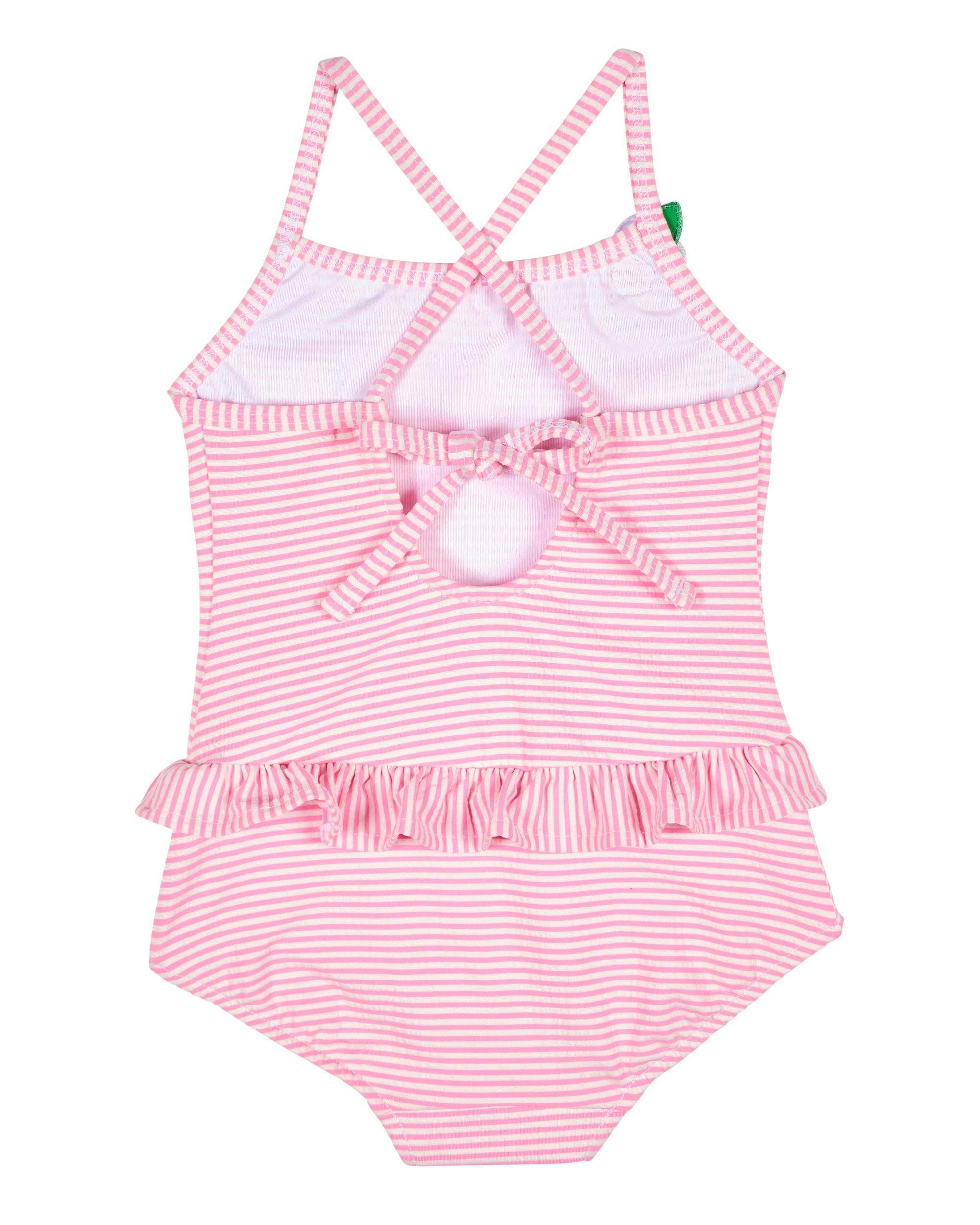 Stripe Seersucker Swimsuit with Flower