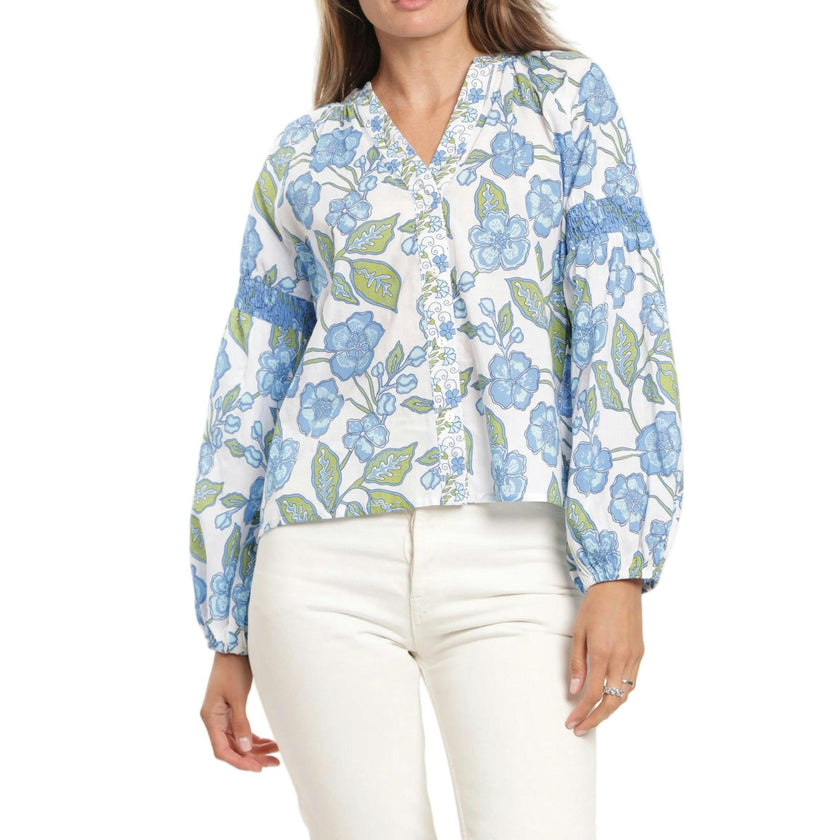 Carlie Blouse - Fleur Bleu
