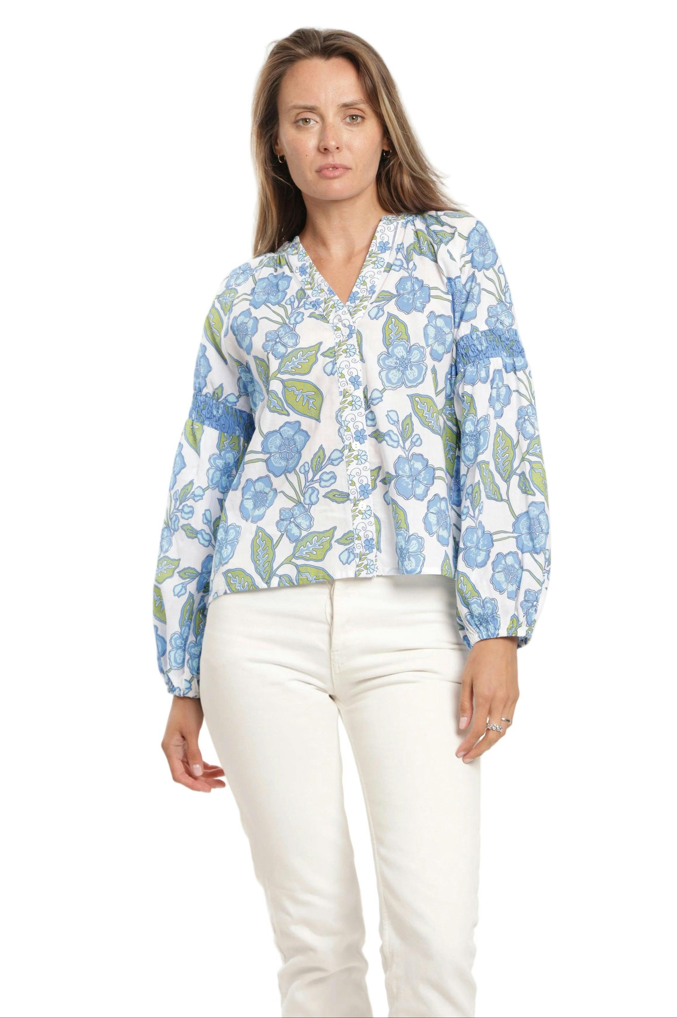 Carlie Blouse - Fleur Bleu