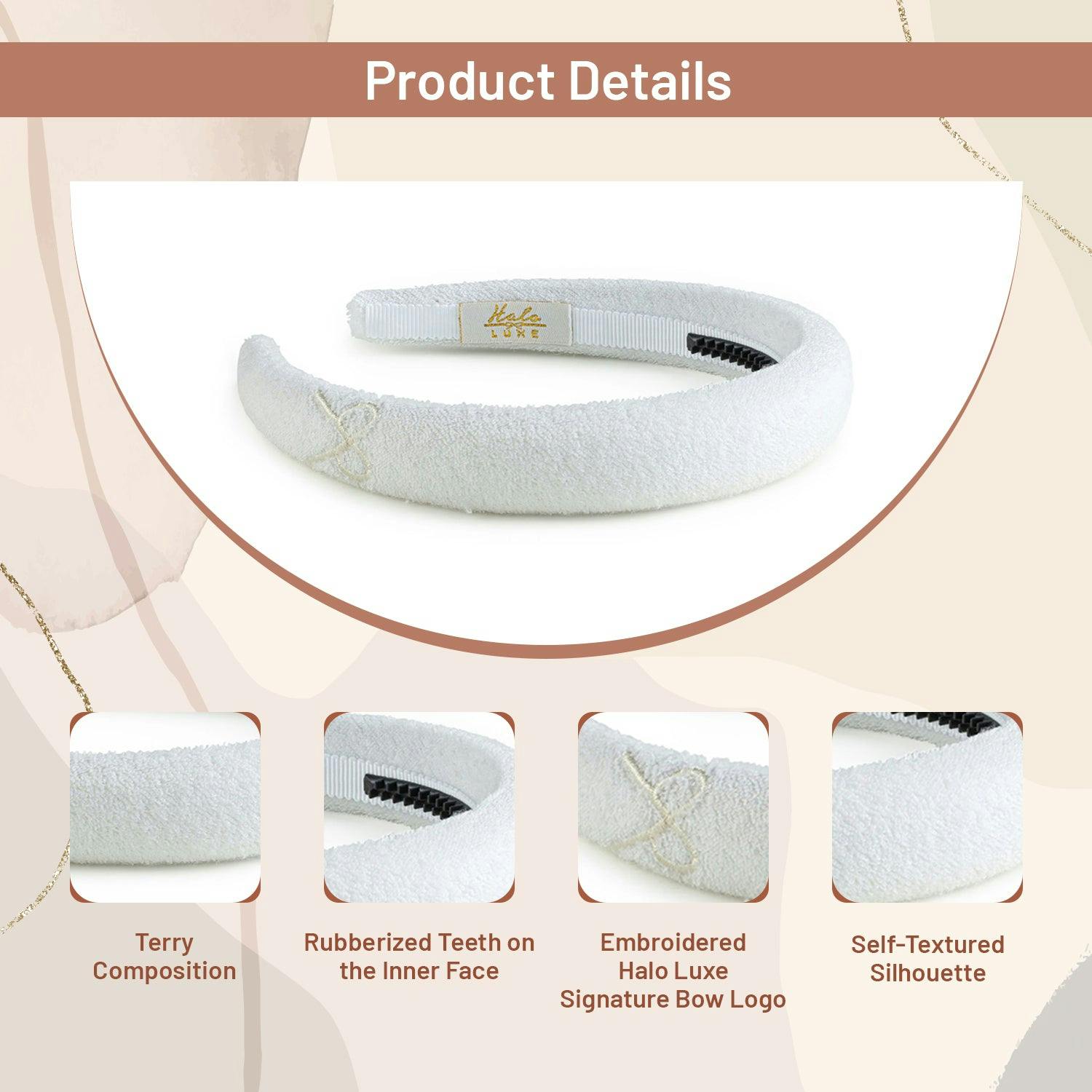 Halo Luxe Signature Terry Logo Headband - White