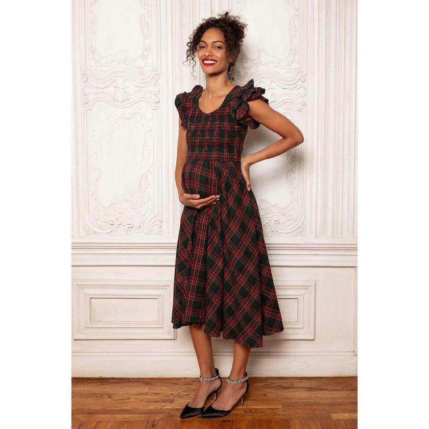 Hattie Dress in Evergreen Plaid