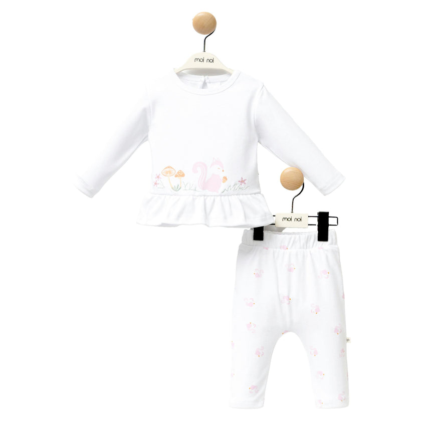 White Chipmunk Graphic Ruffle Outfit