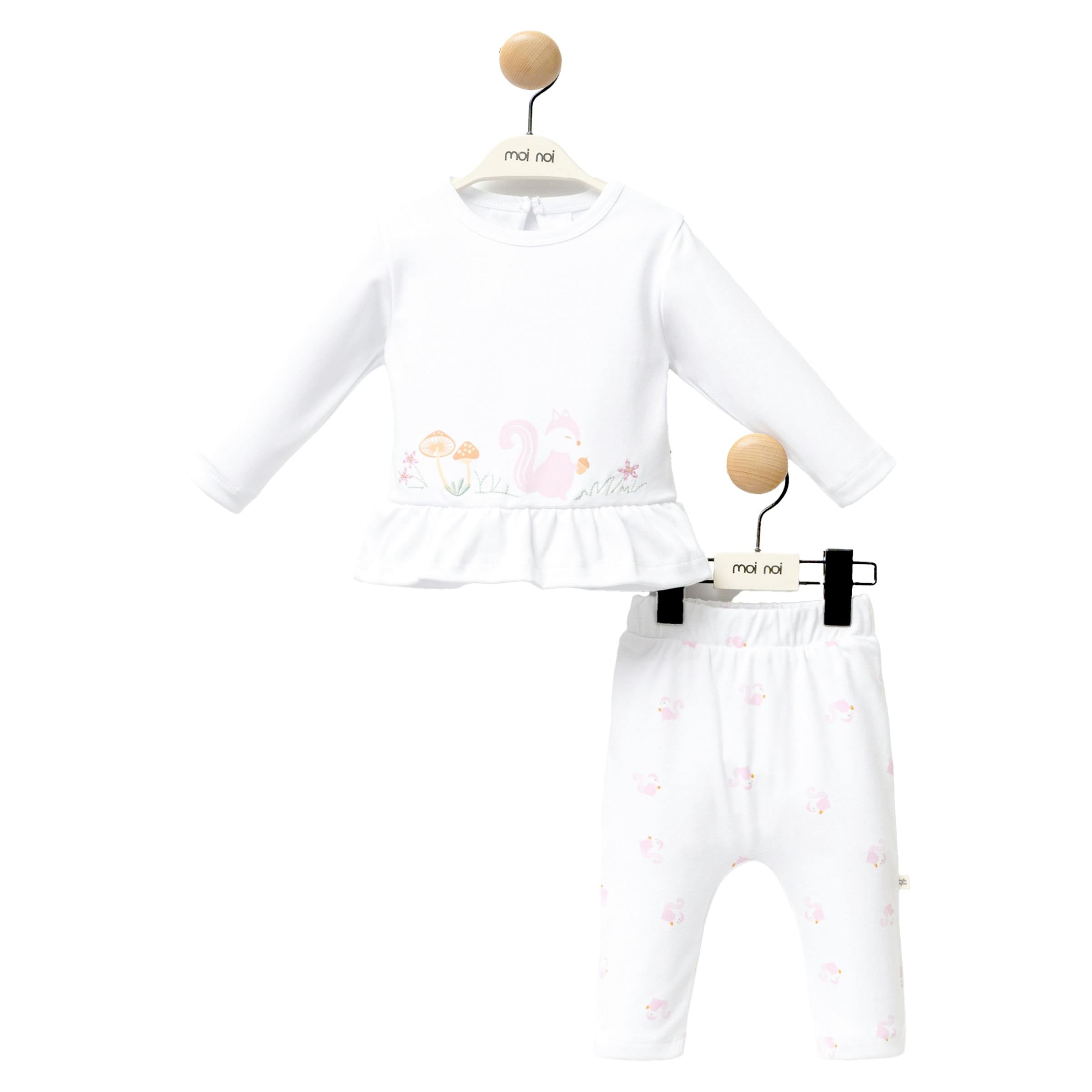 White Chipmunk Graphic Ruffle Outfit