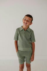 Boys Knit Shorts in Aloe