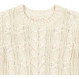 Organic Peasant Sleeve Cable Sweater, White