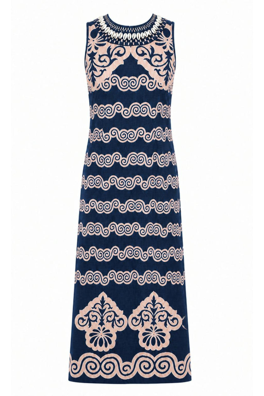 Josie Navy Sea Wall Midi Dress