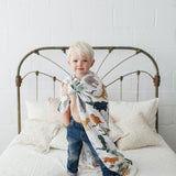 Cotton Muslin Swaddle Blanket 3 Pack - Dino Friends 2