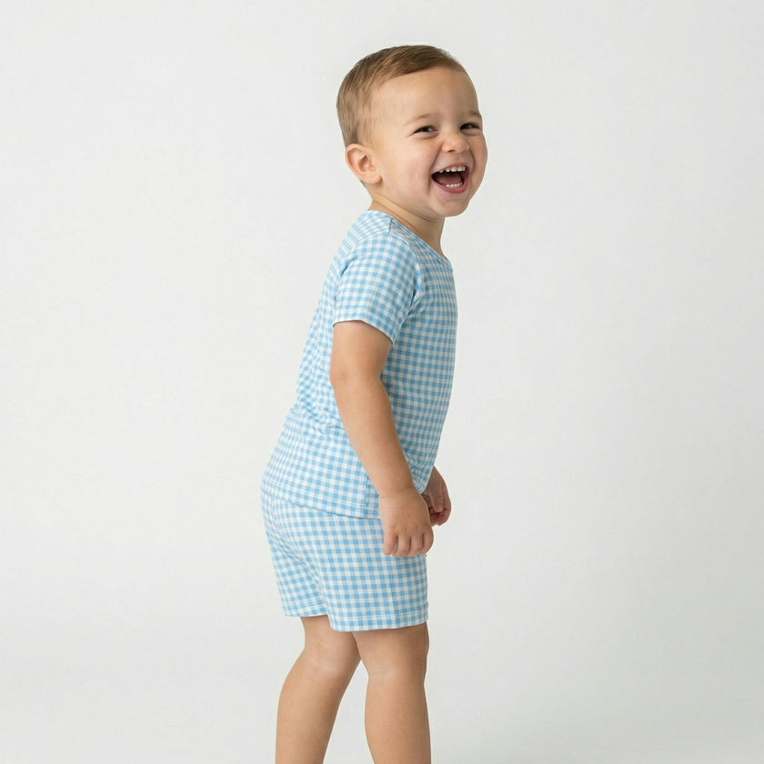Harbor Gingham Short Sleeve & Shorts Bamboo Toddler Pajama Set