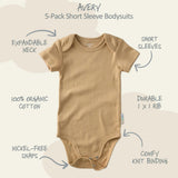 AVERY 5-Pack Short Sleeve Bodysuits