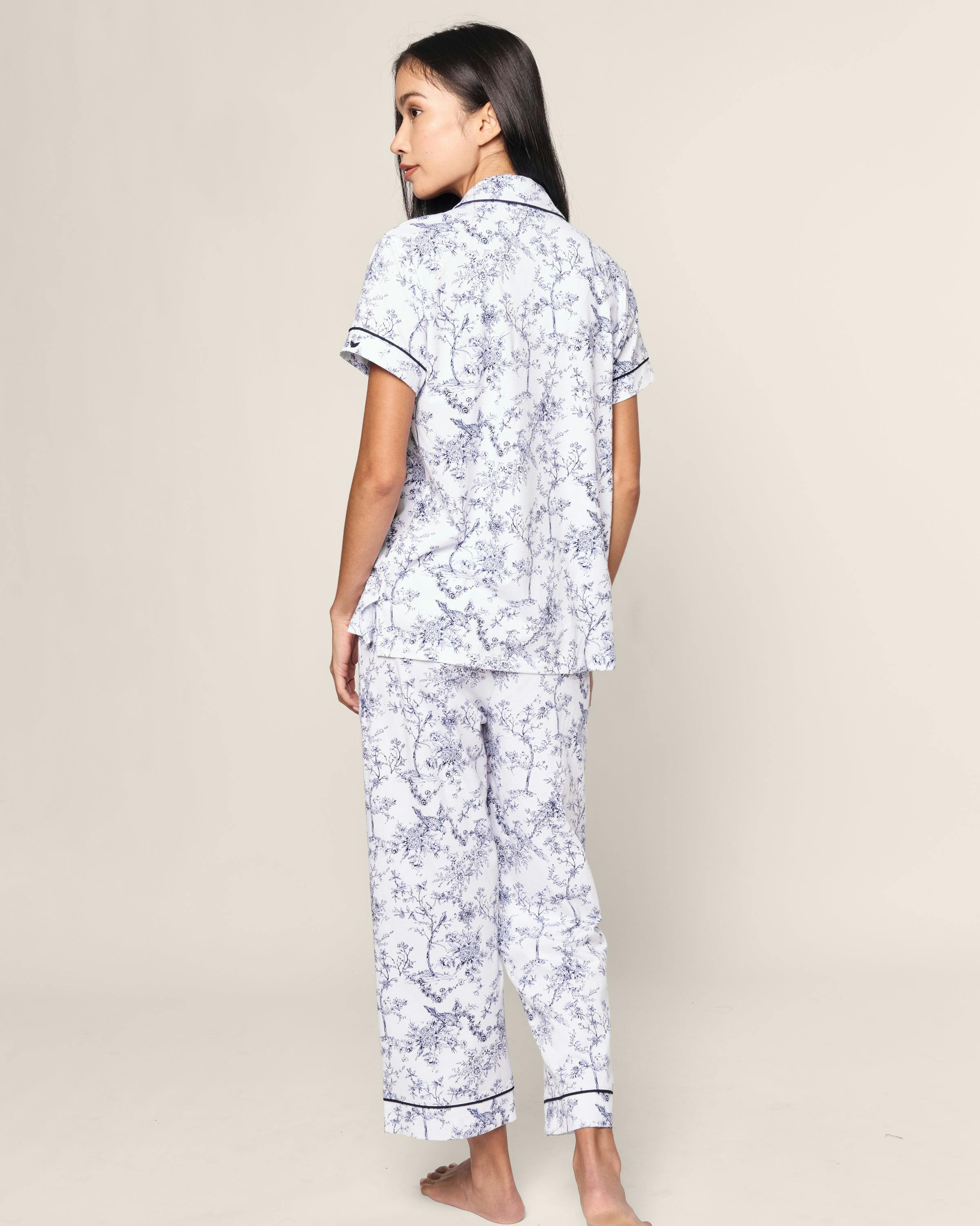 Women's Pima Cropped Pajama Set in Timeless Toile