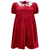 Little Princess Cherry Hand Smocked Velvet Baby Dress