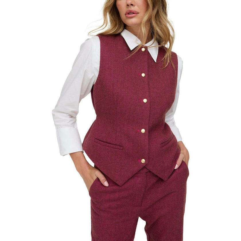 Pandora Tailored Herringbone Print Waistcoat