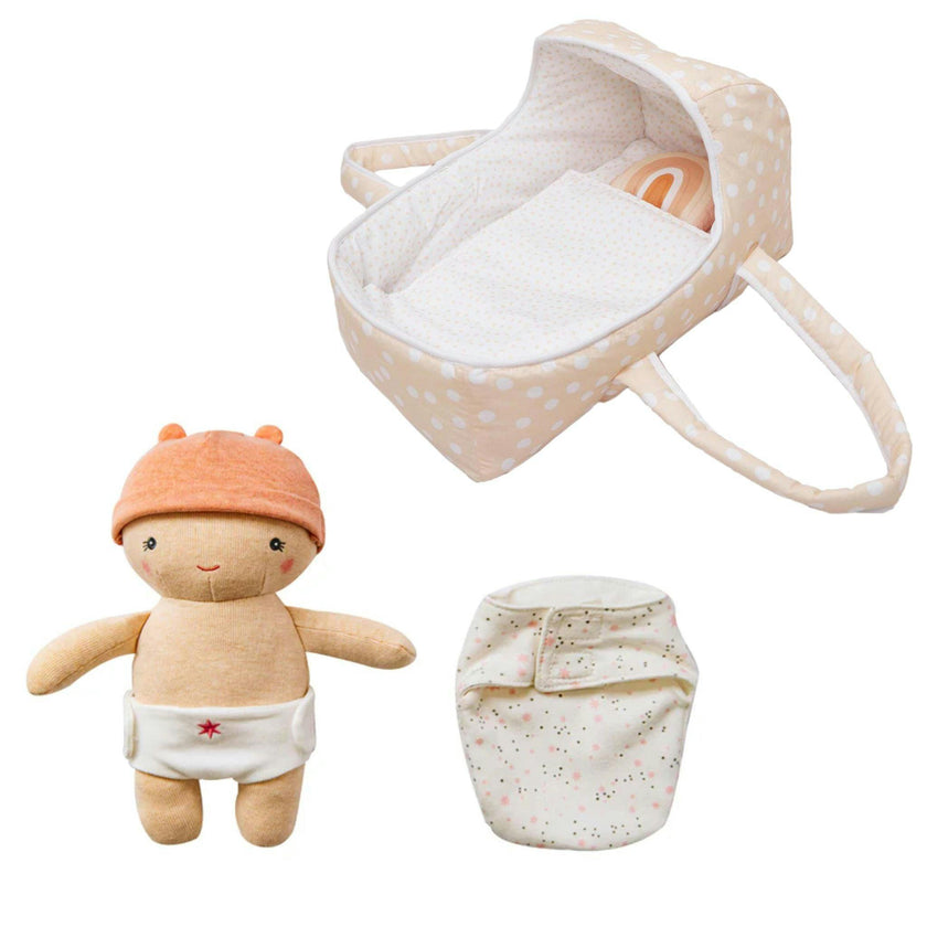 Dots and Rainbows Doll Carrier with Cookie