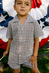 Rhodes Button Down Top - Americana Plaid