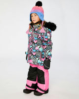 Two Piece Play Snowsuit Black Zebra Print With Pink Pants
