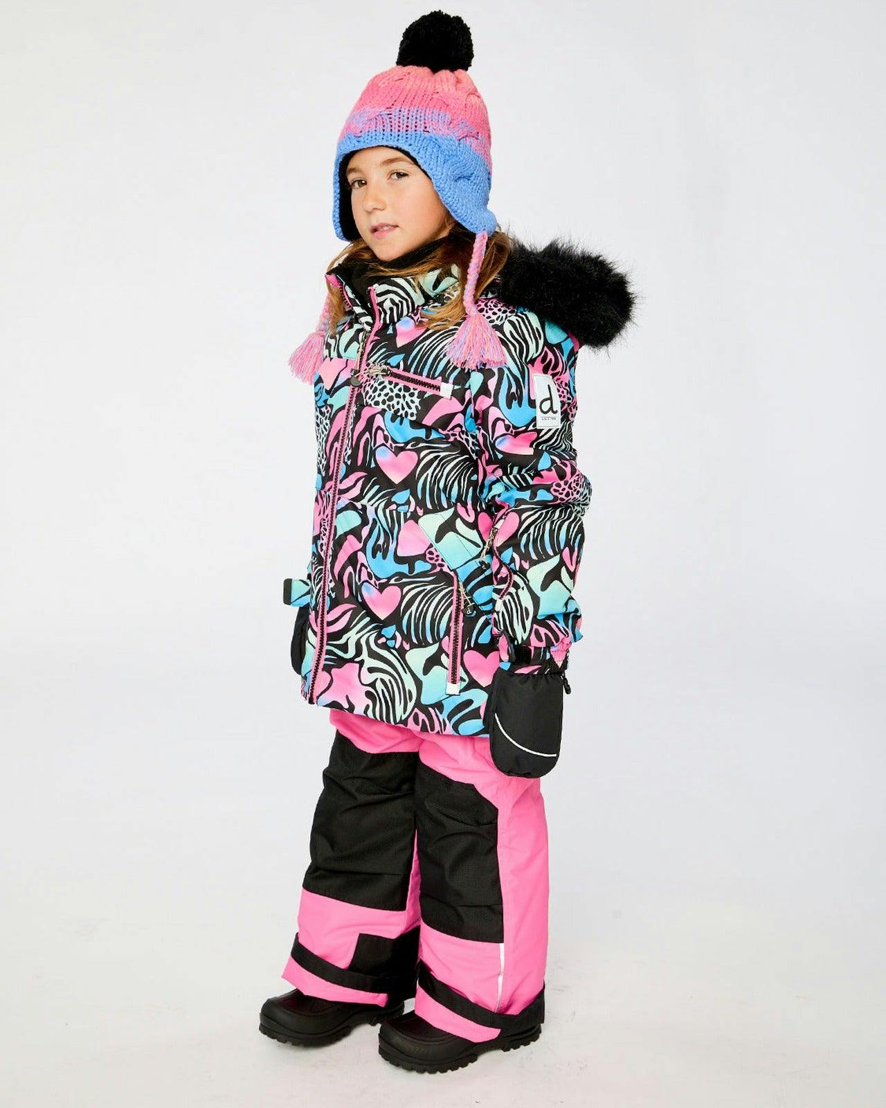 Two Piece Play Snowsuit Black Zebra Print With Pink Pants