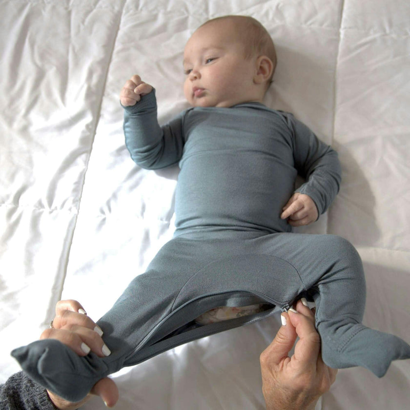DiaperZip Convertible Footie Pajamas, Blue