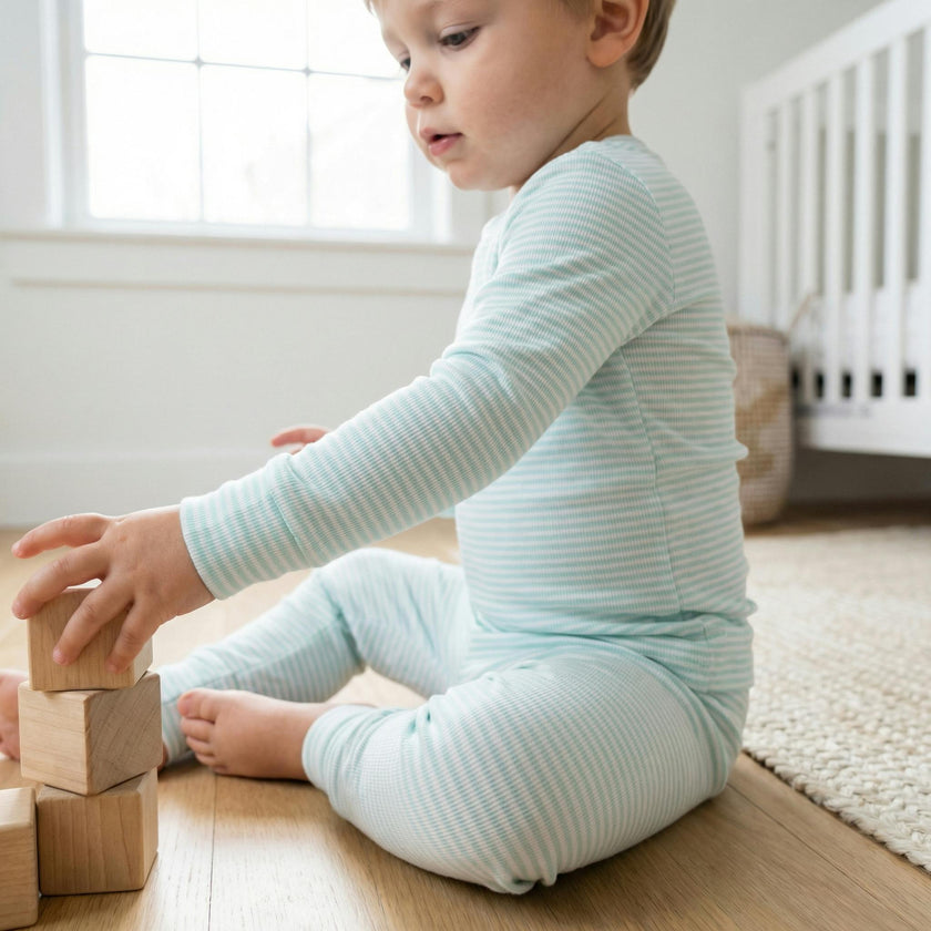 Cloud Stripe Bamboo Toddler Pajama Set