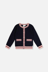 Knitted Cardigan Royal Blue And Pink