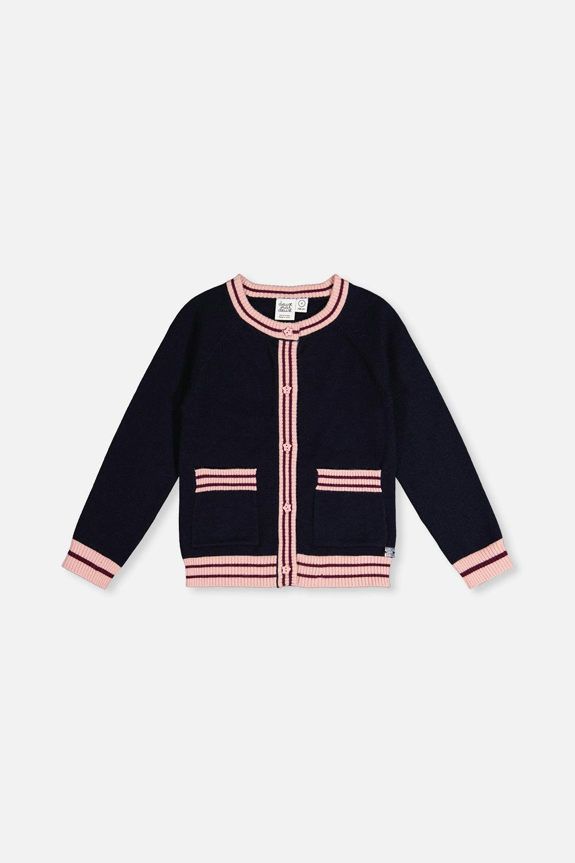 Knitted Cardigan Royal Blue And Pink