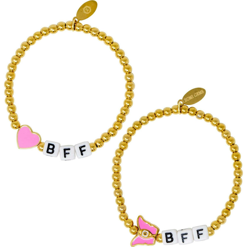 Girl's BFF / Heart Bead Bracelet Set