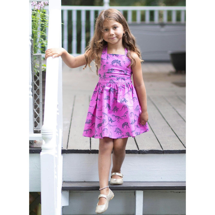 Tie Back Dress in Dino