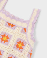 Lavender Trim Crocheted Dress