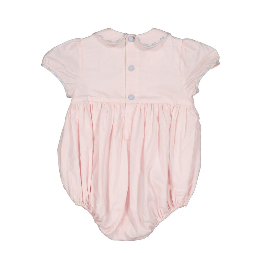 Princess Charlotte Pink Hand-Smocked Bubble Romper