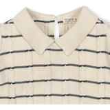 Organic Long Sleeve Peter Pan Collar Sweater Dress, White