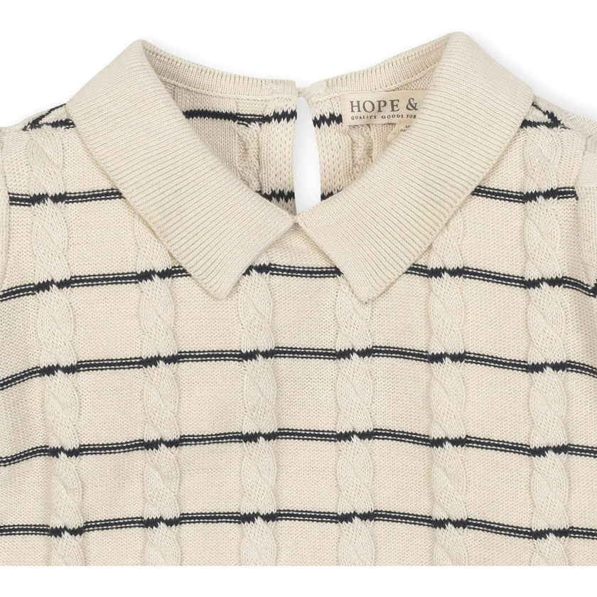 Organic Long Sleeve Peter Pan Collar Sweater Dress, White