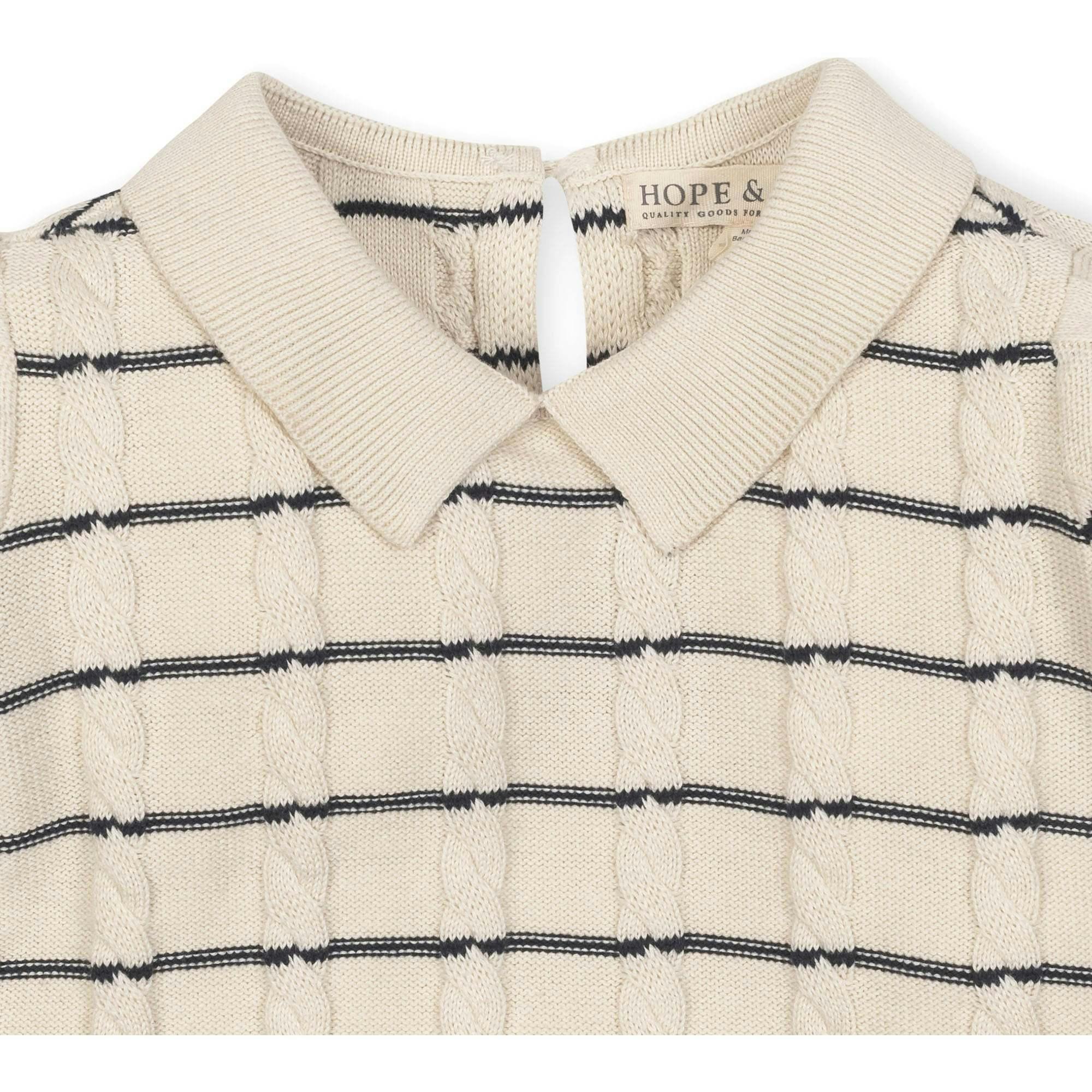 Organic Long Sleeve Peter Pan Collar Sweater Dress, White