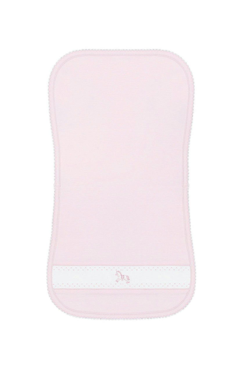 Pink Rocking Horse Embroidered Burp Cloth
