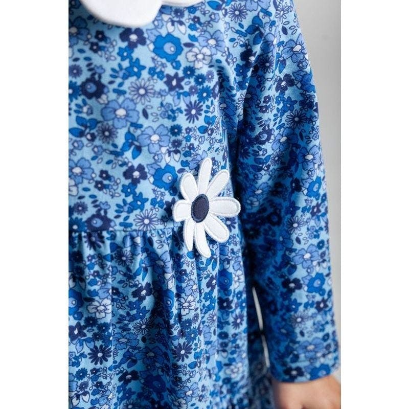 Floral Print Knit Dress With Flower
