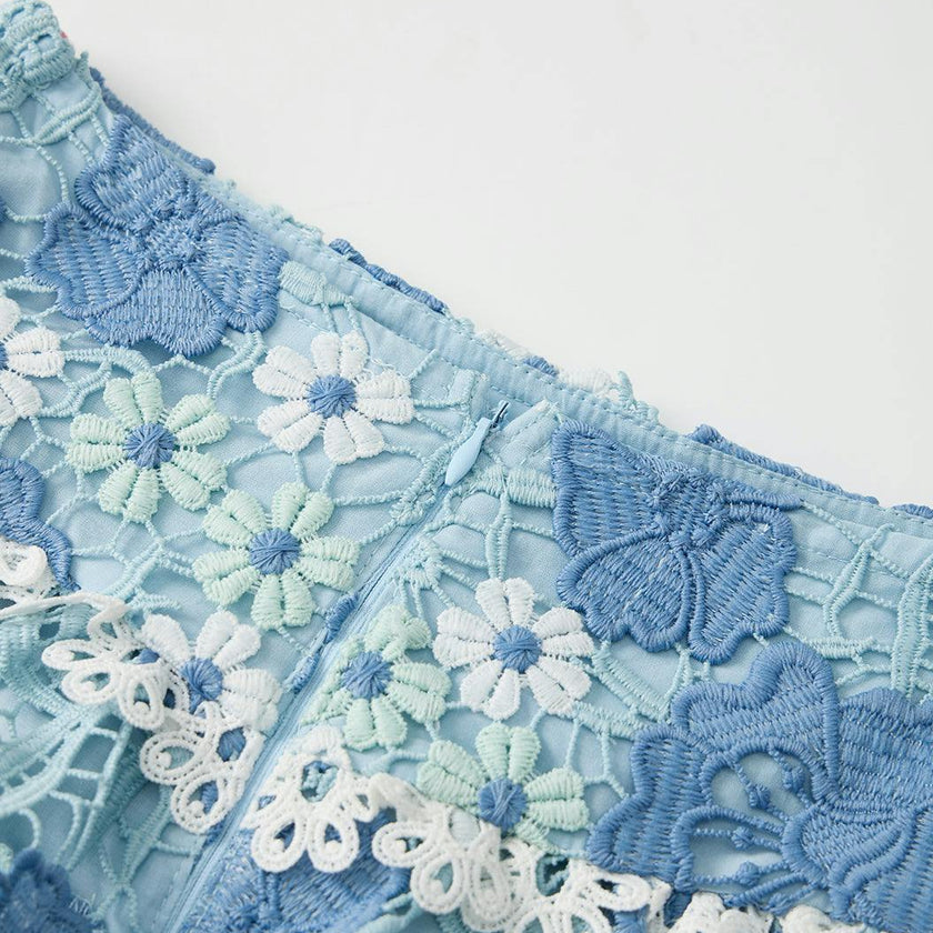 Jade Frill Embroidered Mini Skirt