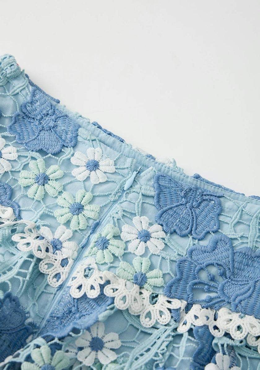 Jade Frill Embroidered Mini Skirt