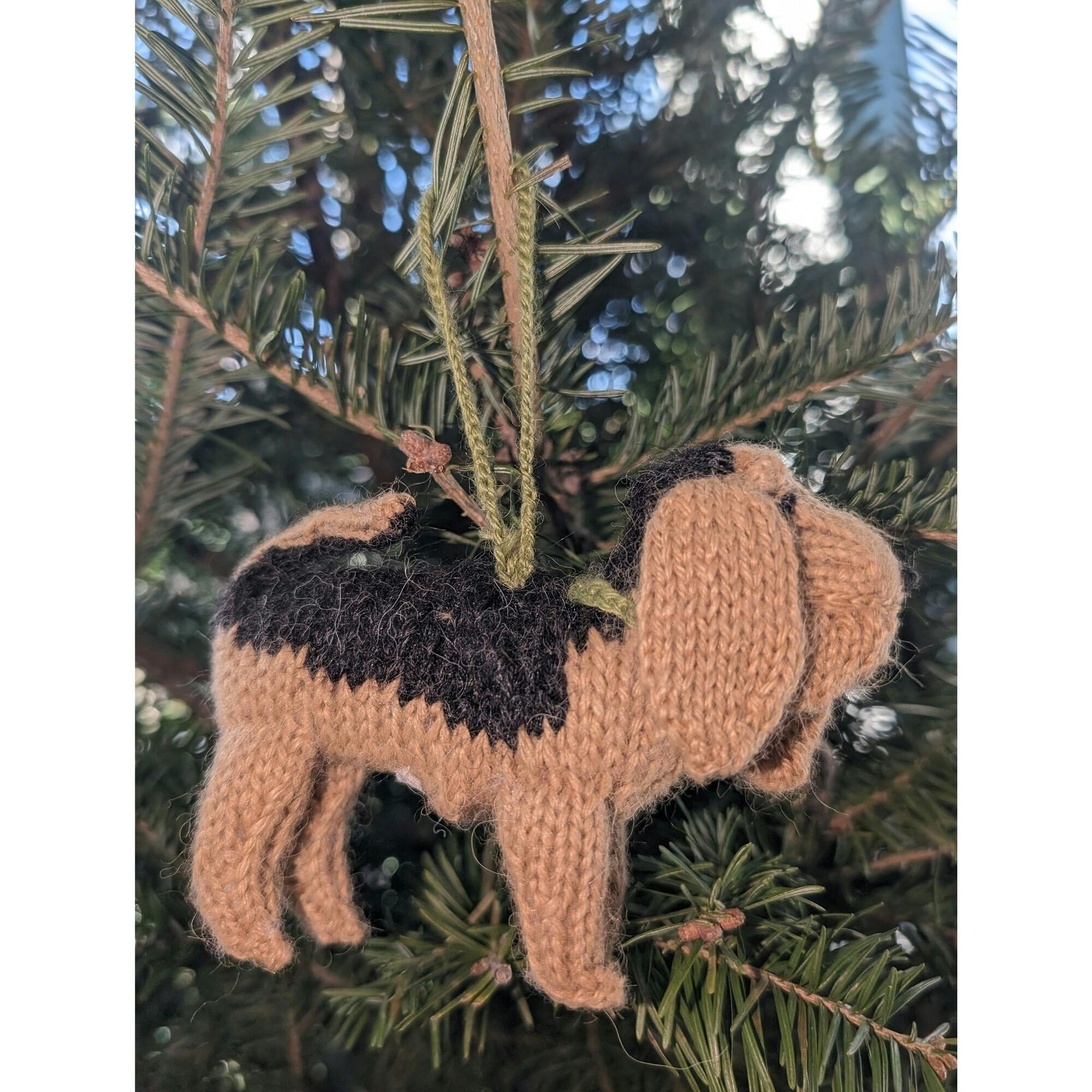Bloodhound Dog Hand Knit Christmas Ornament