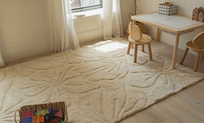 Floral Field Washable Wool Area Rug