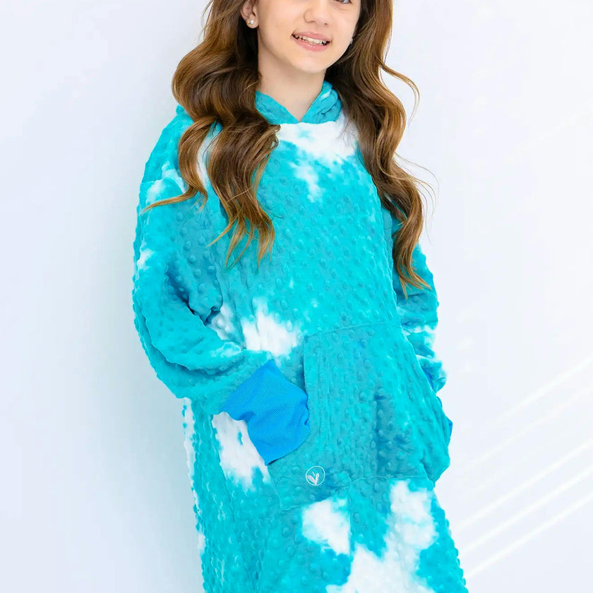 Minky Bubble Oversized Hoodie - Turquoise Tie Dye