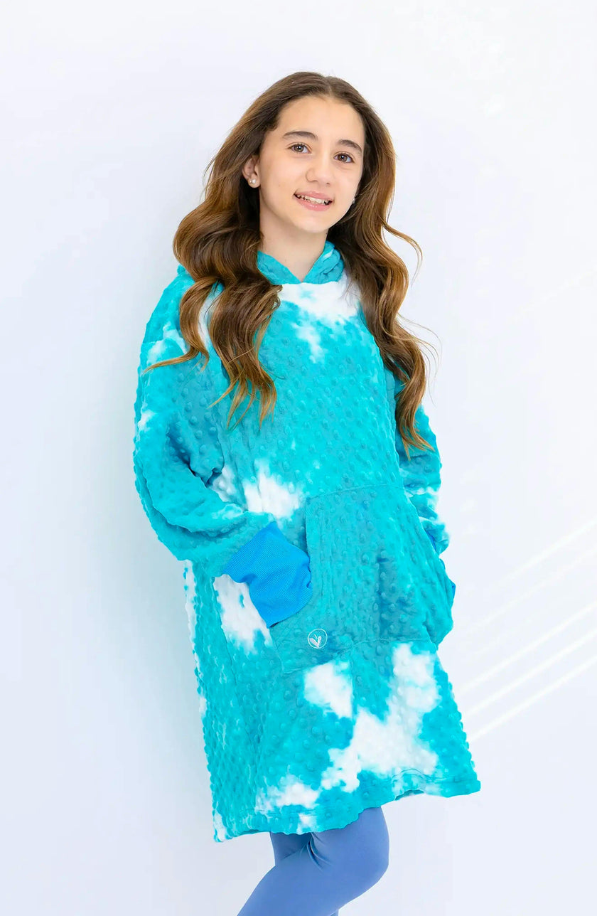 Minky Bubble Oversized Hoodie - Turquoise Tie Dye