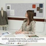 Large Felt Bulletin Board - Stylish 35" x 47" Cork Board Alternative for Office & Wall Decor - 12 Adhesive Tiles w/Golden Pins to Display Your Photos