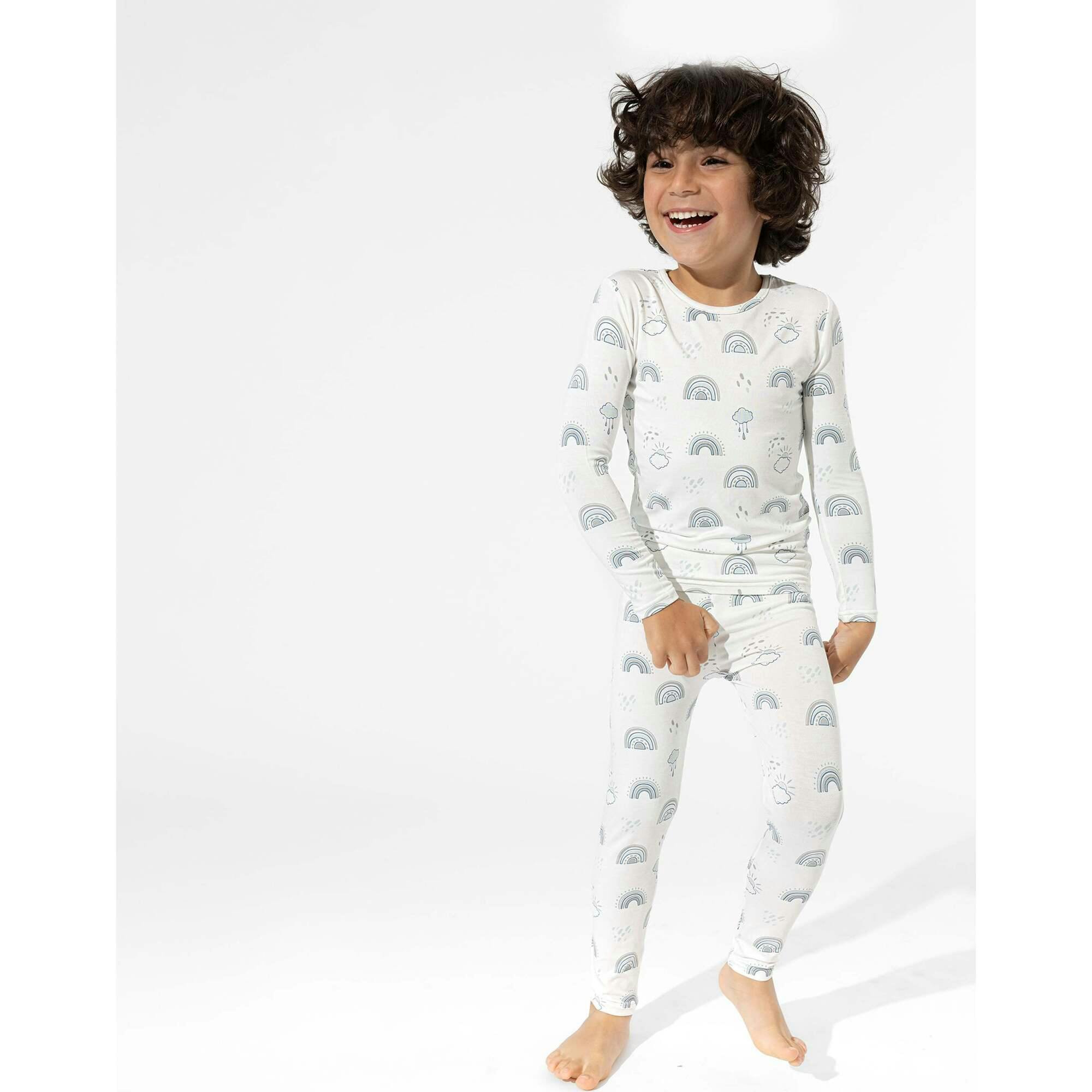 Grey Rainbows Bamboo Kids Pajamas