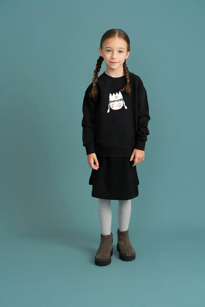 Crown Print Ribbed Button Front Sweatshirt