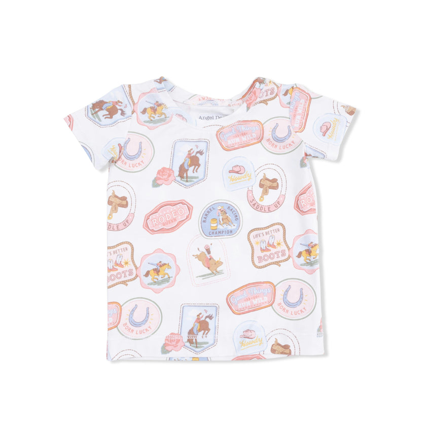 Rodeo Patches Pink - Short Sleeve Loungewear Set