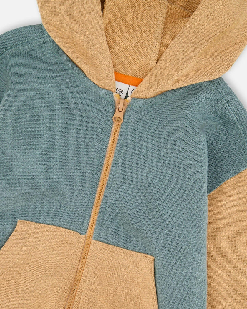 Hooded French Terry Cardigan Mint Green