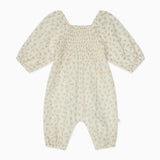 Floral Muslin Smocked Jumpsuit, Cream