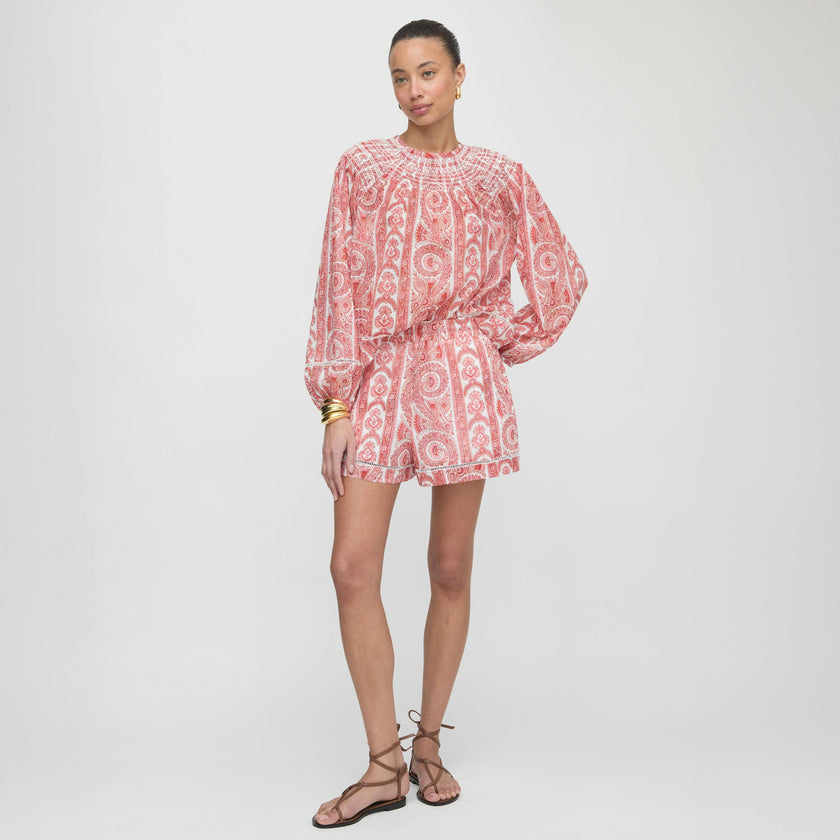 The Audrey Short - Coral Corsica Paisley
