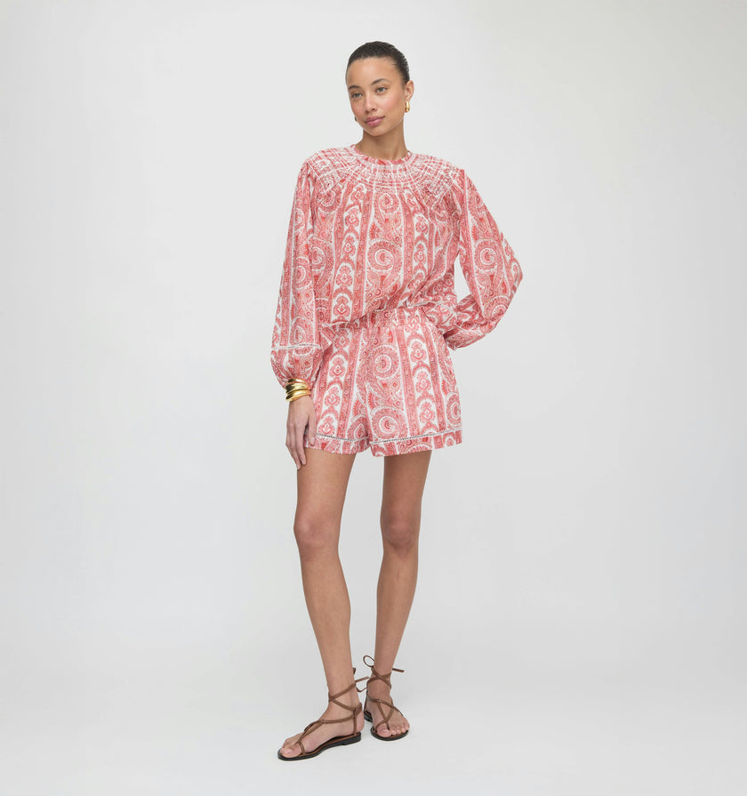 The Audrey Short - Coral Corsica Paisley