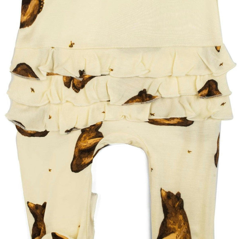 Honey Bamboo Ruffle Zipper Footed Romper